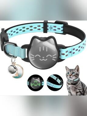 CAT's Airtag Collar Waterproof,Breakaway with Luminous & Reflective Patterns